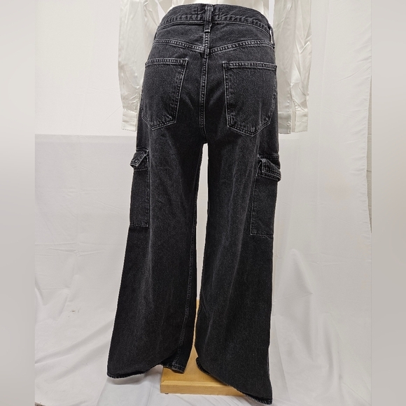 AGOLDE Minka Wide Leg Cargo Jeans in Distressed Black Size 28 - Picture 6 of 16